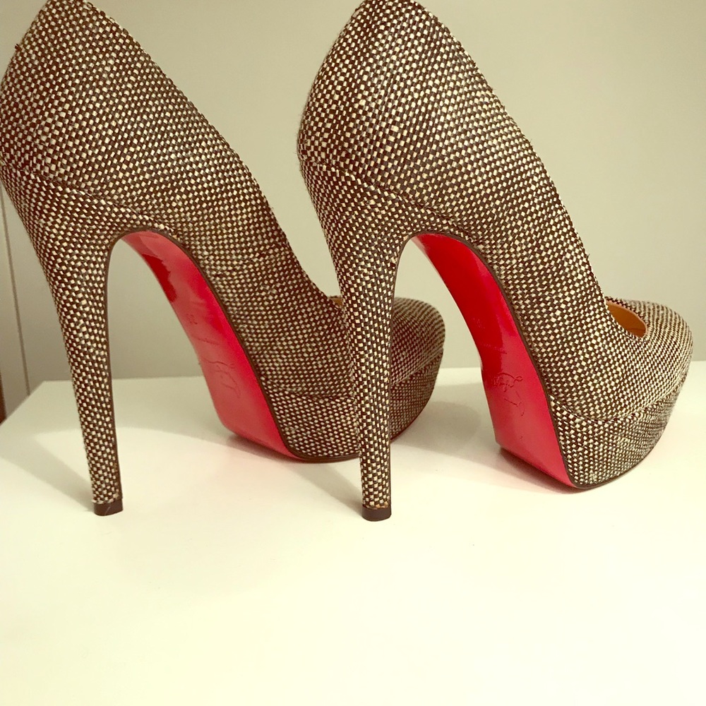 Christian Louboutin Black White Bianca Tweed 140 P